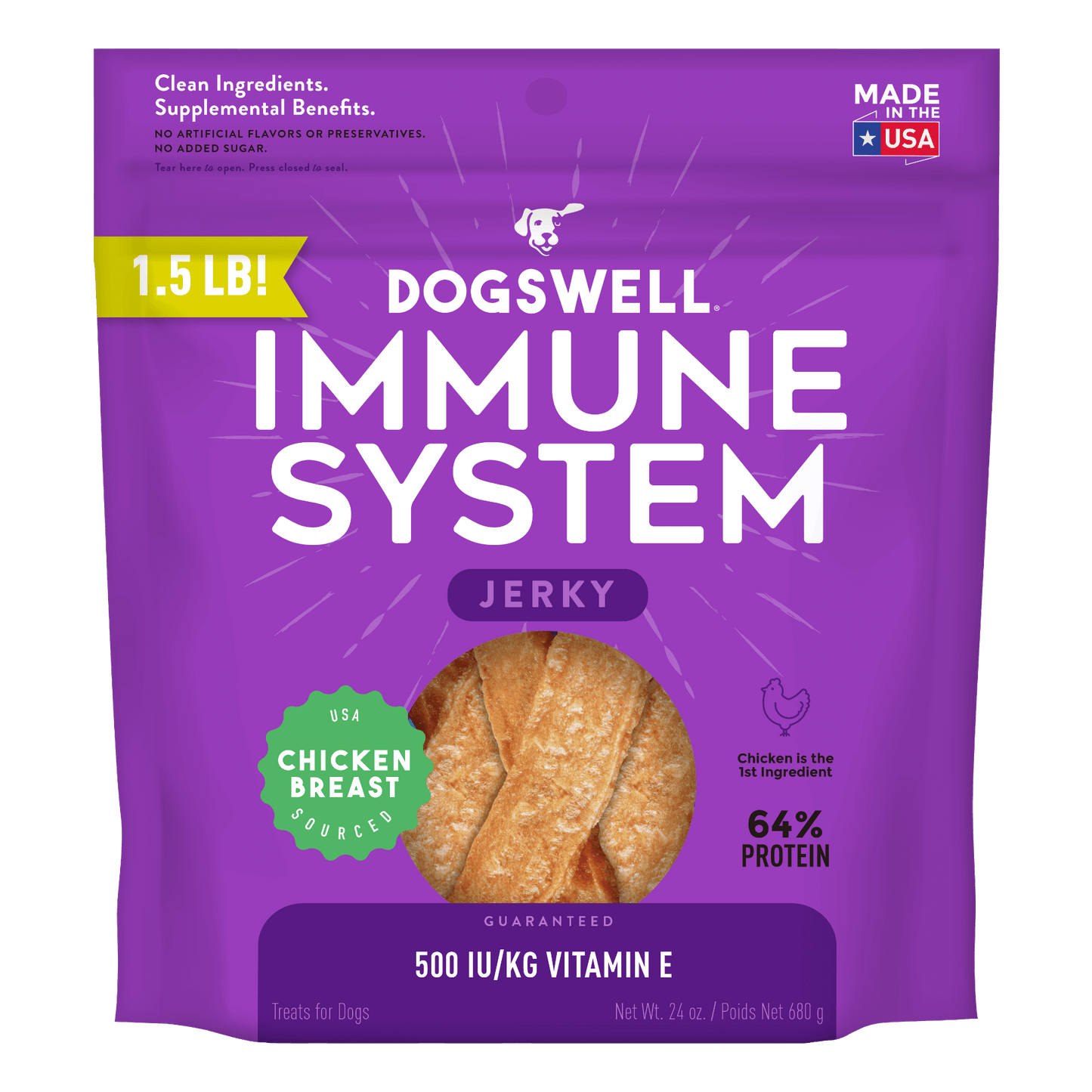 Dogswell Immune System Jerky Treats, Chicken Breast (24oz) - Dogswell Dog Treats - The Family Pet