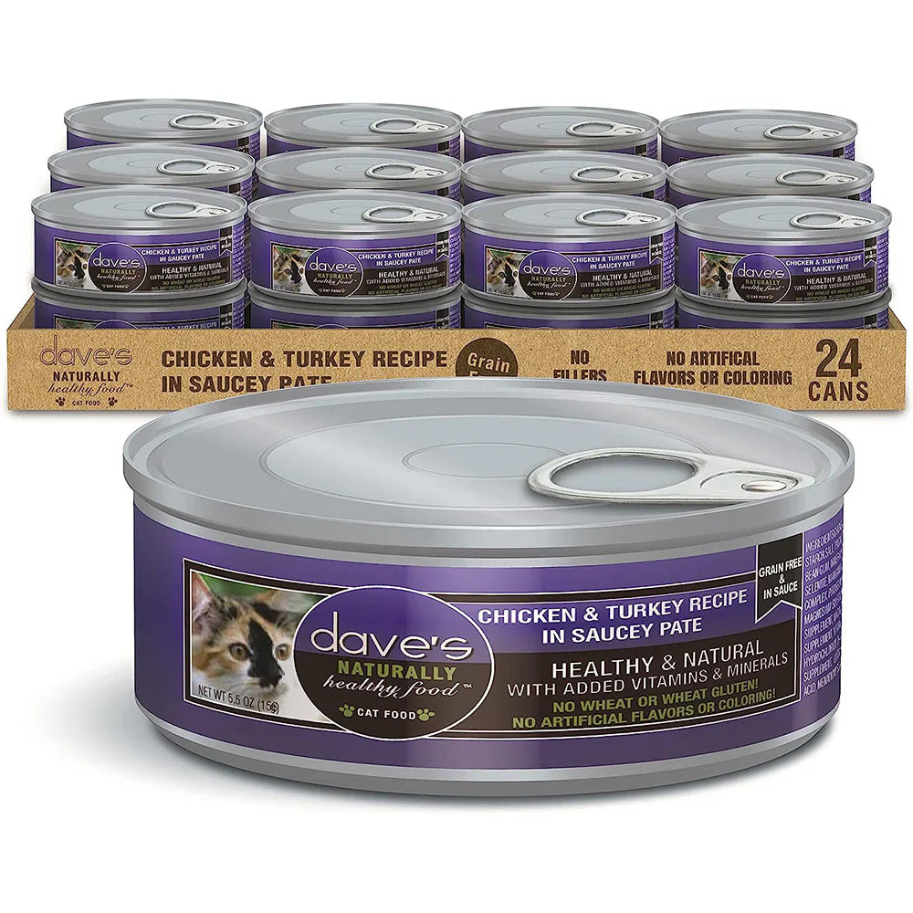 Dave's Chicken & Turkey Recipe in Saucey Paté Wet Cat Food (5.5oz) - Wet Cat Food - The Family Pet