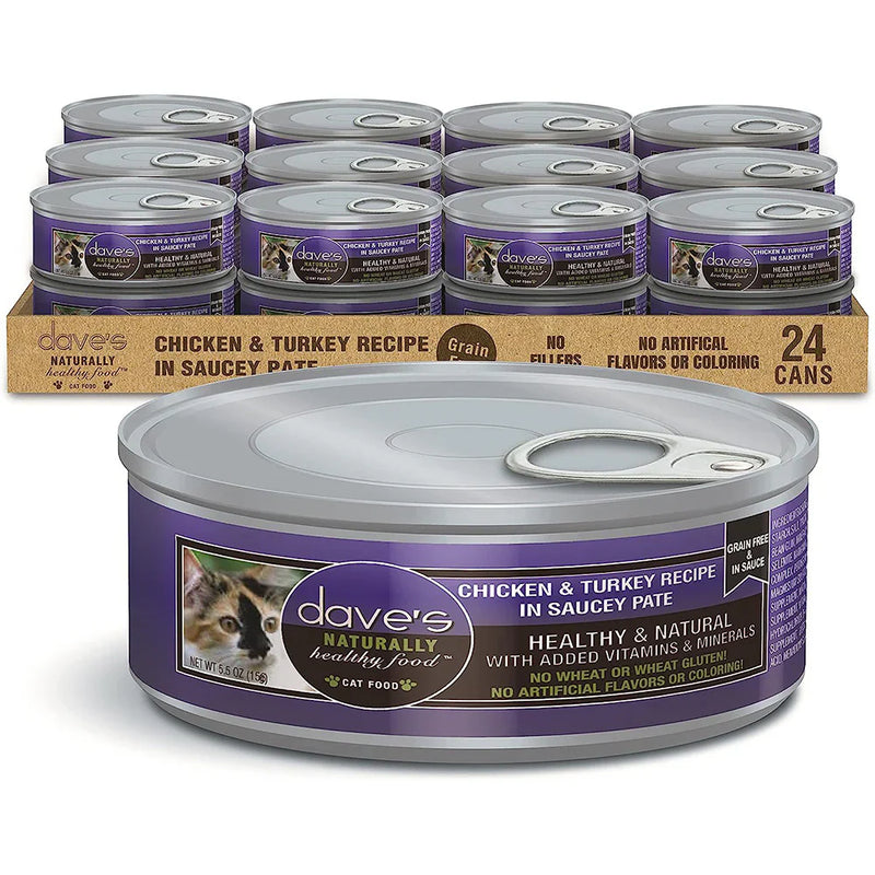 Dave's Chicken & Turkey Recipe in Saucey Paté Wet Cat Food (5.5oz)