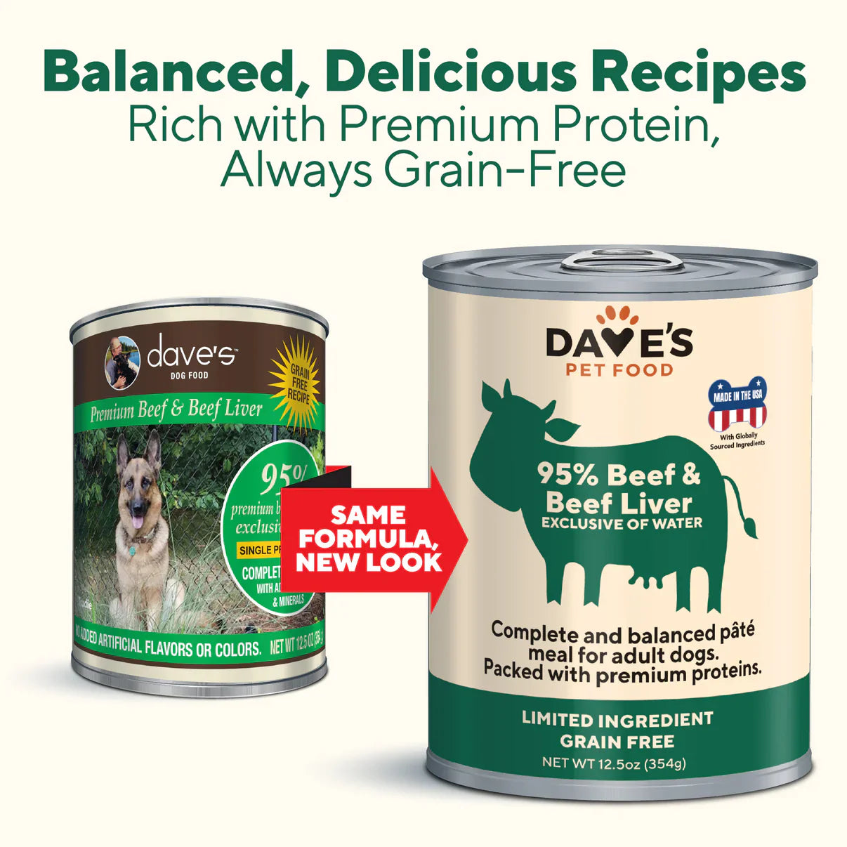 Dave's 95% Premium Meats™ Beef & Beef Liver For Dogs (12.5oz) - Wet Dog Food - The Family Pet