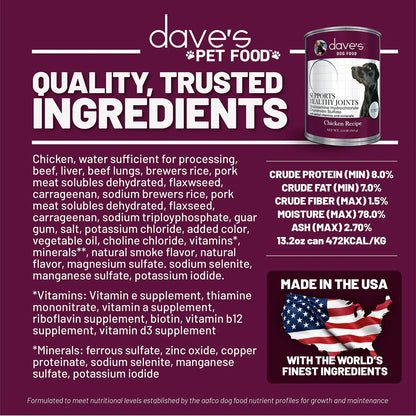 Wet Dog Food Joint Health Formula 13.2 Oz Dave's ✅