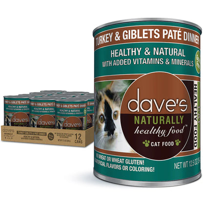 Wet Cat Food Turkey Giblets Pate 12.5 Oz Dave's Natural ✅