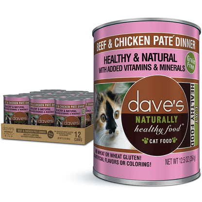 Dave's Naturally Healthy Beef & Chicken Dinner Paté Wet Cat
