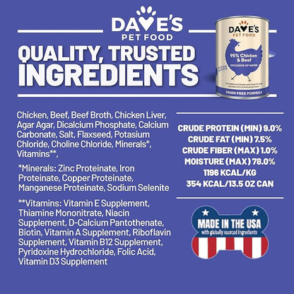Wet Dog Food 95% Chicken Beef Premium Meats 13 Oz 🍗