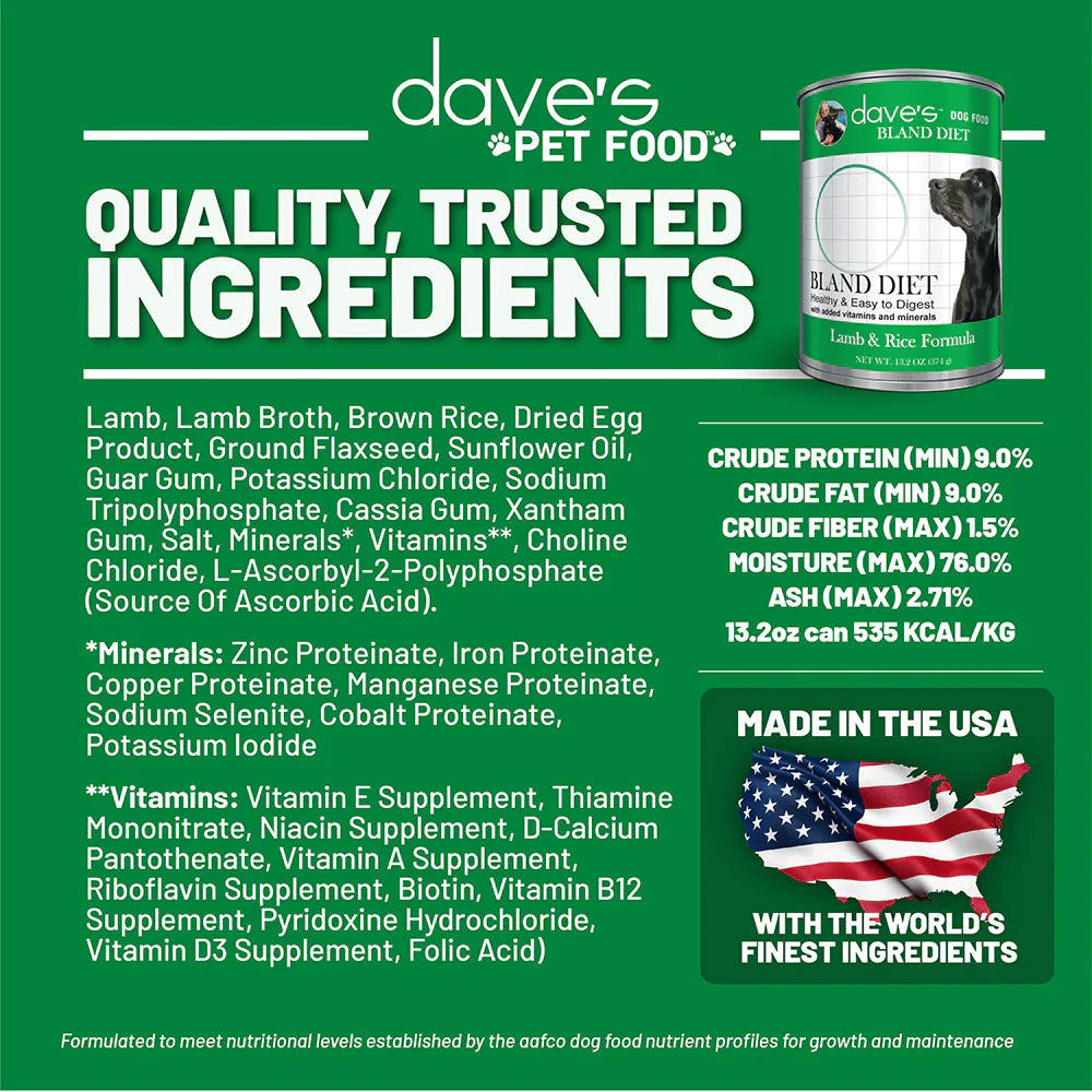 Wet Dog Food Restricted Diet Lamb Rice 13.2 Oz 🐑