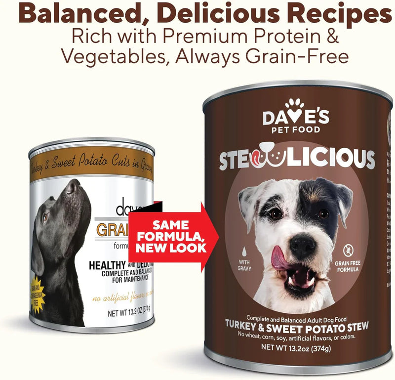 Dave's Stewlicious Turkey & Sweet Potato Cuts In Gravy For Dogs 132oz - Purrfect Pet Kingdom