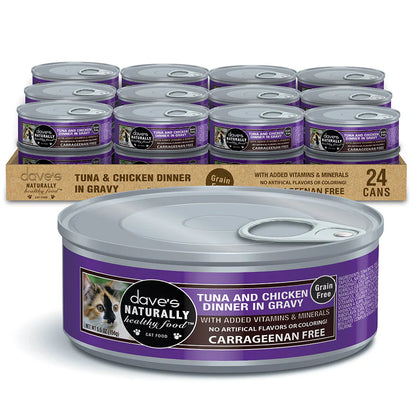Wet Cat Food Tuna Chicken Gravy 5.5 Oz Dave's Grain Free ✅