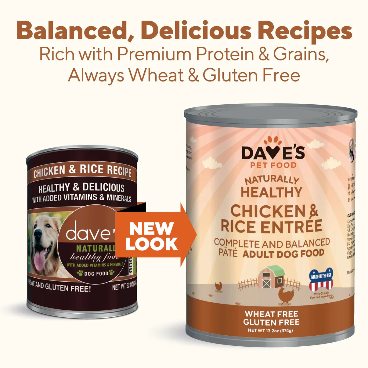 Wet Dog Food Chicken Rice Recipe 13.2 Oz Dave's Natural ✅