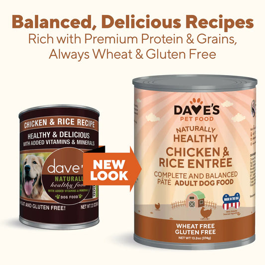 Wet Dog Food Chicken Rice Recipe 13.2 Oz Dave's Natural ✅