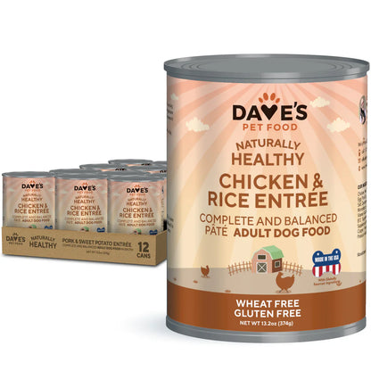 Wet Dog Food Chicken Rice Recipe 13.2 Oz Dave's Natural ✅