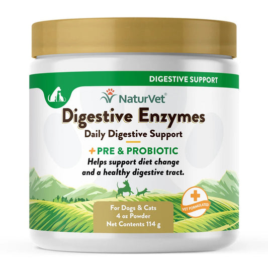 Naturvet Digestive Enzyme Powder Dog & Cat Supplement (8oz) - main product image
