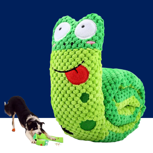 Dog Puzzle Feeder Plush Snail – Interactive Squeaky Chew Toy for