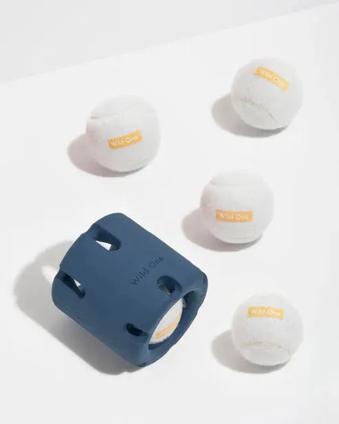 Dog Toy Tennis Tumble Rubber Barrel Tennis Ball Set