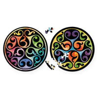 Double Bud 88 Wood Piece Double-Sided Round Jigsaw Puzzle Curiosi