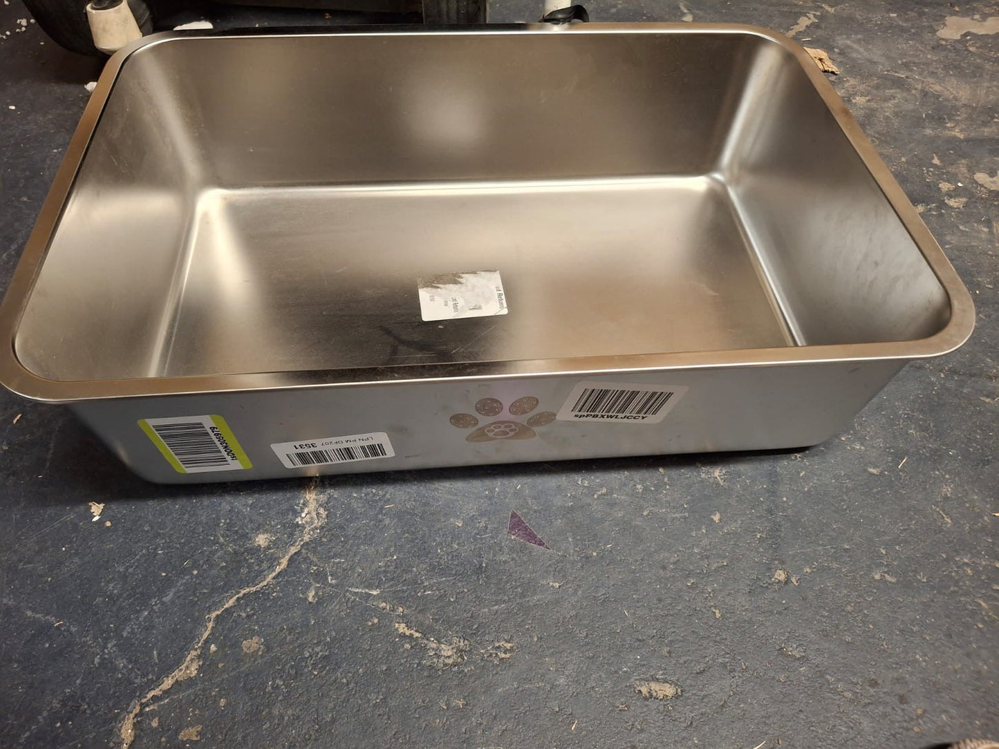Open Box Kirecoo Stainless Steel Cat Litter Box XL- Metal High Sided Cat Pan, Large Stainless Steel Box, Indoor Litter Tray, Non Stick, No Smell, Easy