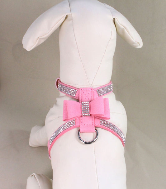 Sparkling rhinestone bow pet chest strap, rhinestone dog chest strap, suede microfiber dog chain pet supplies