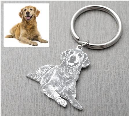 Family commemorative pet dog hang tag photo keychain couple photo titanium steel DIY necklace pendant customized
