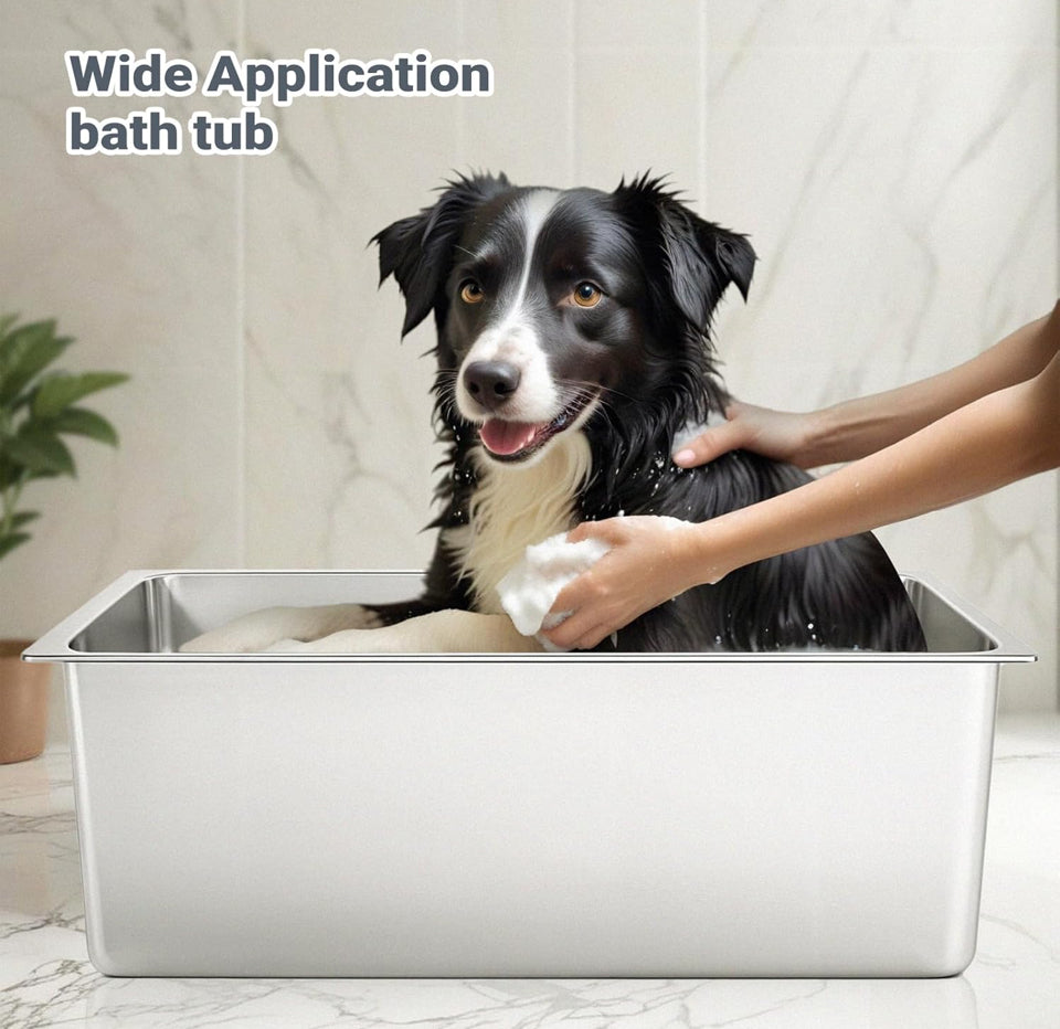 Open Box Kirecoo Stainless Steel Cat Litter Box XL- Metal High Sided Cat Pan, Large Stainless Steel Box, Indoor Litter Tray, Non Stick, No Smell, Easy