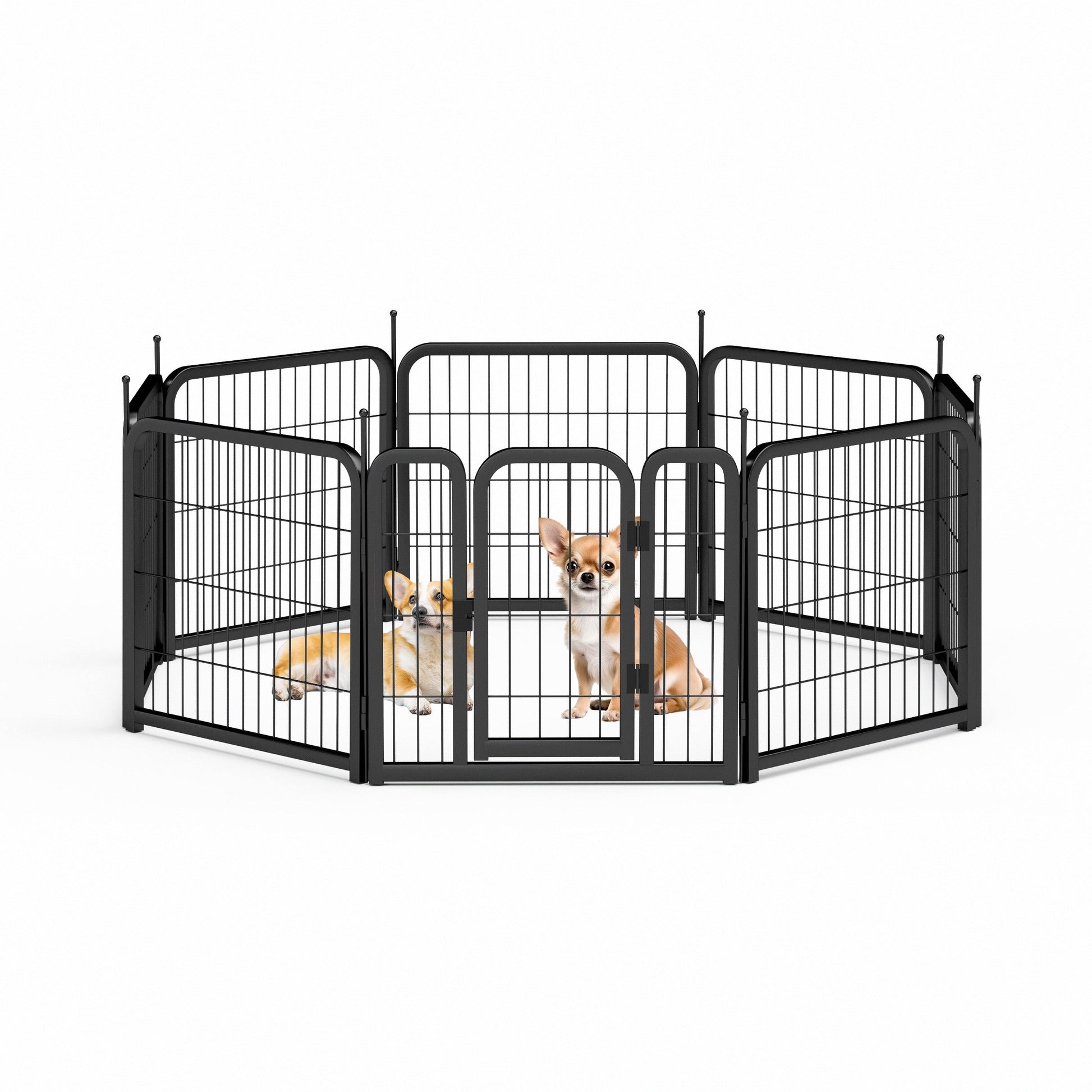 8-panel dog fence, 24 inch small dog pet fence, portable indoor pet game fence. Black, 22.2 inches wide x 23.6 inches high. - Purrfect Pet Kingdom