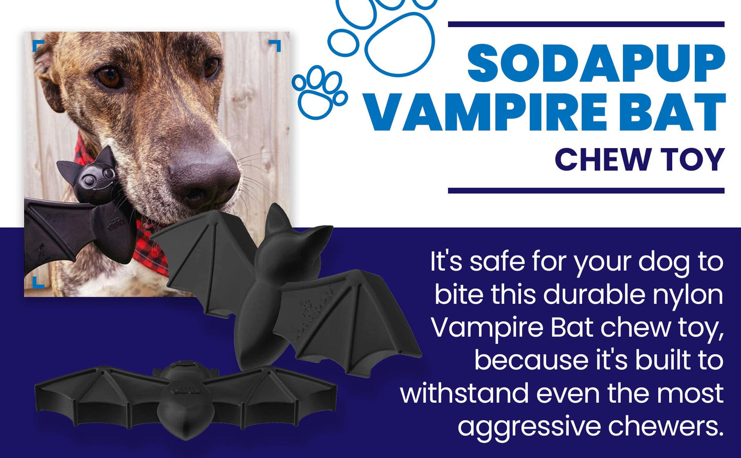 Dog Toy Vampire Bat Durable Nylon Aggressive Chew