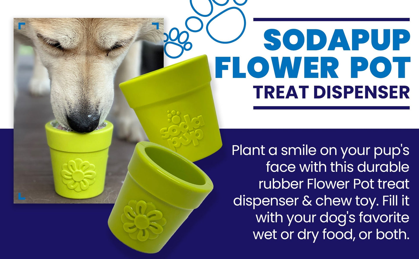Large Flower Pot eCup Dog Treat Dispenser | Durable USA-Made