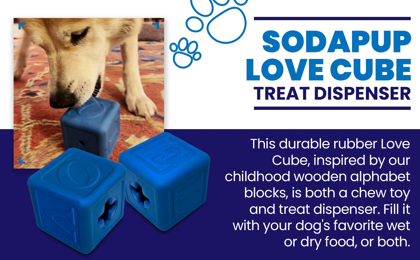Love Cube eDispenser - Durable Rubber Chew Toy & Treat Dispenser