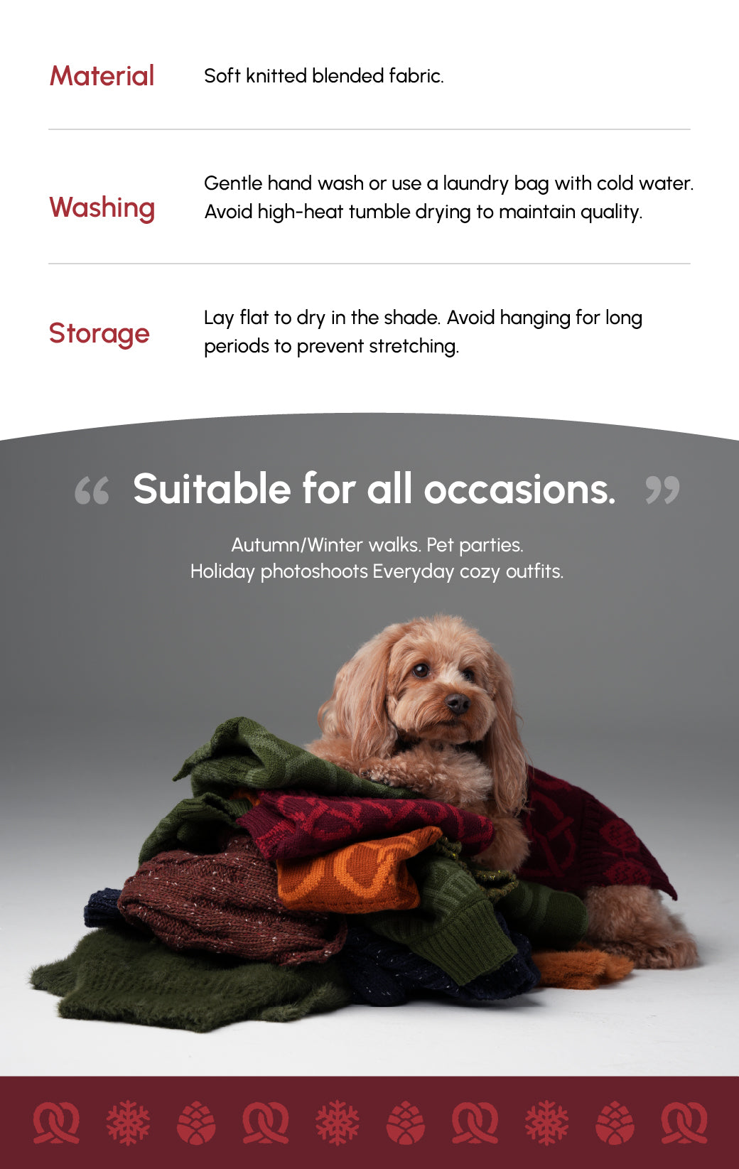 Pretzel Pet Sweater - Burgundy Red