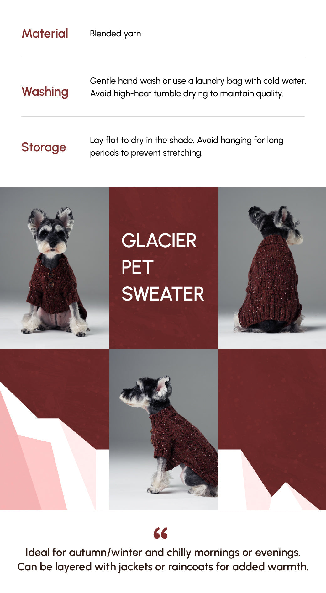 GLACIER PET SWEATER - BURGUNDY