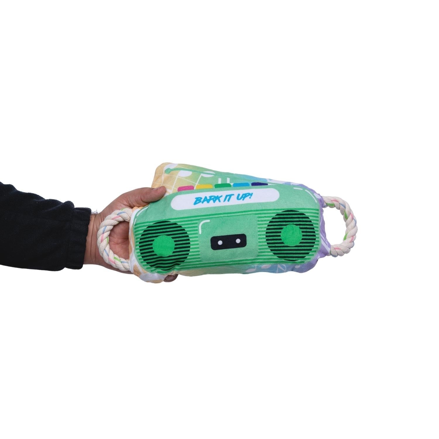 Retro Boombox Plush Dog Toy – with Squeaker & Crinkle Paper for Fun Play - Purrfect Pet Kingdom