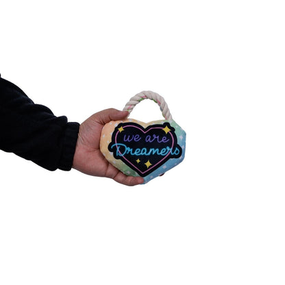 Love Heart Plush Dog Toy Squeaker Crinkle Paper Fun ❤️