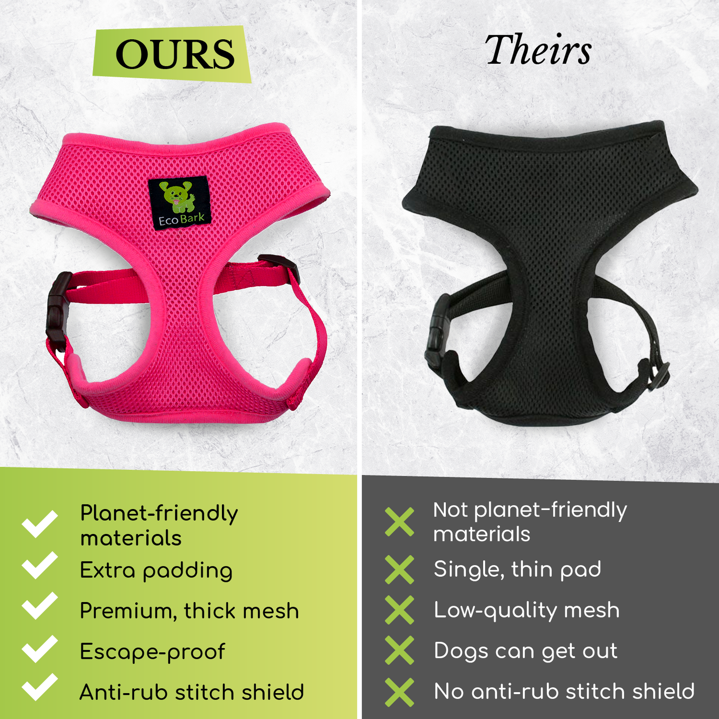 Dog Harness EcoBark Pink Harness Over-the-Head Soft Mesh - gallery product image for dog harness