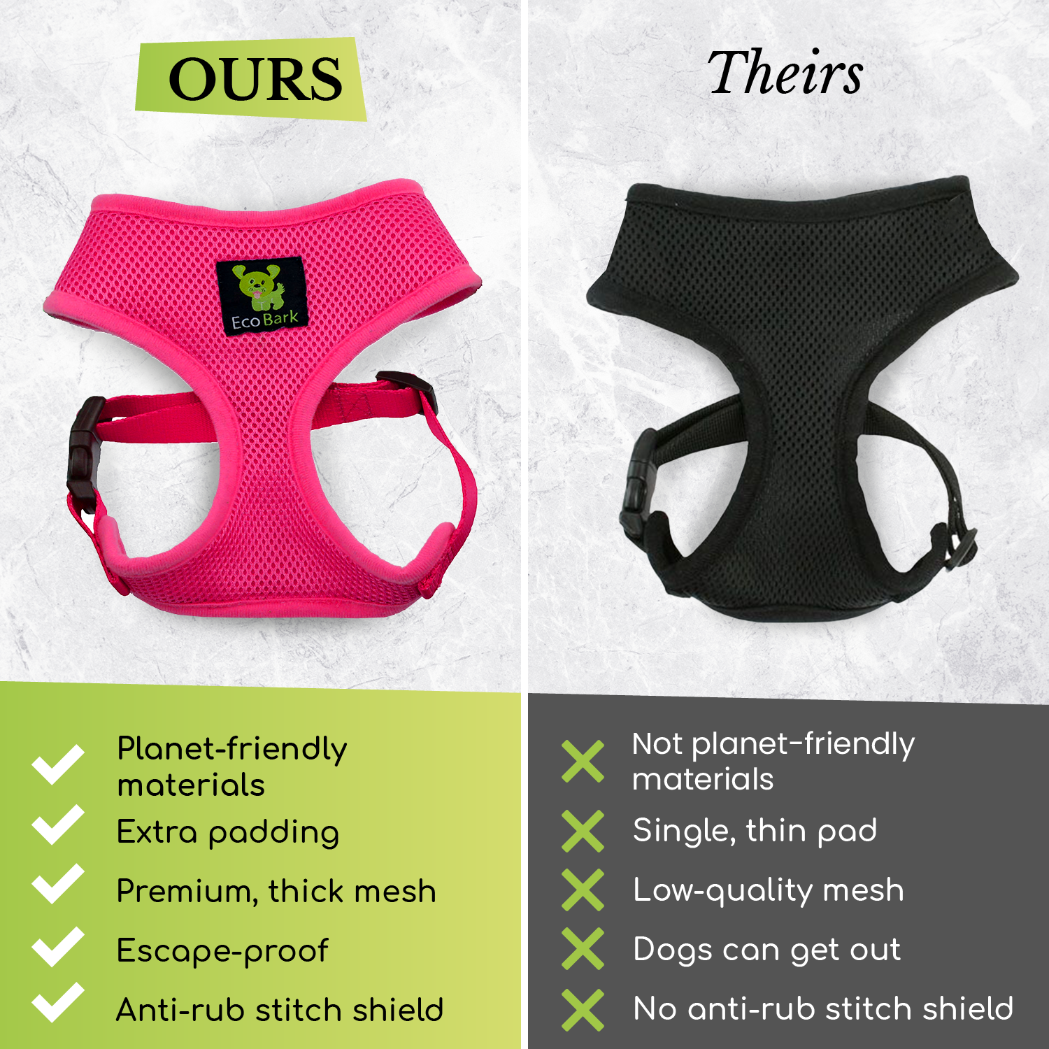 Dog Harness EcoBark Pink Harness Over-the-Head Soft Mesh - gallery product image for dog harness