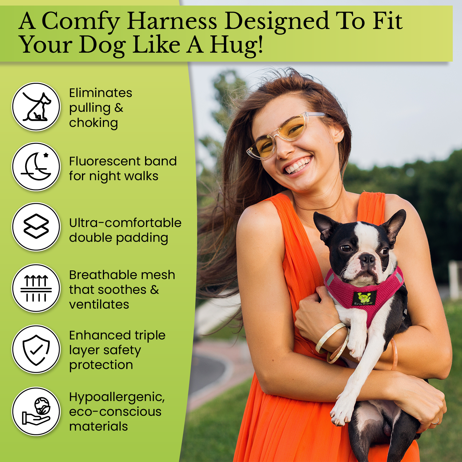 Dog Harness EcoBark Step In Harness XXXS to Small Breeds- - gallery product image for dog harness