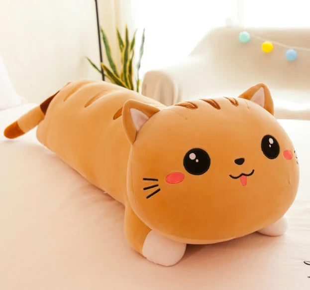 Purrfect Pet Kingdom Cute Cat Pillow Plush Toys (Brown Lying Cat, 70 CM) - Premium Cat Toys