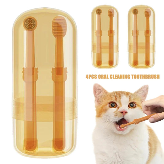 Teeth Whitening Dog Cat Silicone Soft Toothbrush Oral Care Puppy Toothbrush Toothpaste Pet Kit Teeth Cleaning Pet Supplies - Purrfect Pet Kingdom