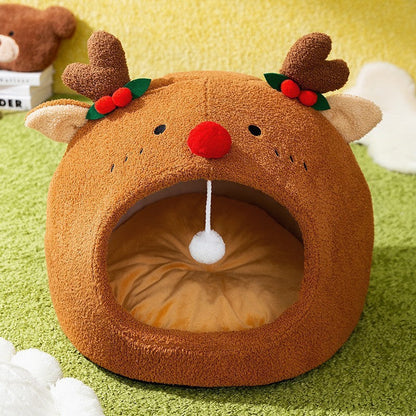 Feline Sanctuary Plush Toast Bread Lounger for Indoor Cats