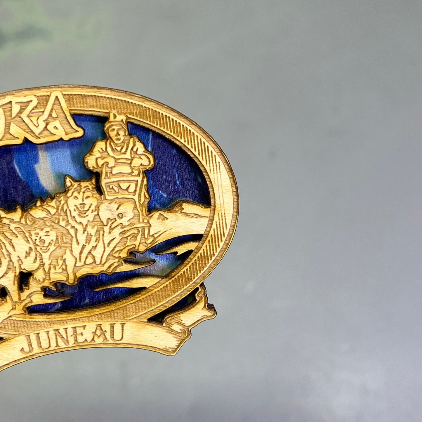 Z@ (2 PACK) Sled Dogs Laser Cut Wood Magnet Souvenir From JUNEAU, AK Made In USA