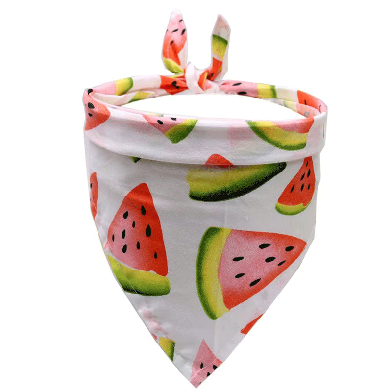 Pet Accessories Summer Pet Drool Towel Fruit Style Pet Scarf Pure Cotton Dog Triangle Scarf - Purrfect Pet Kingdom