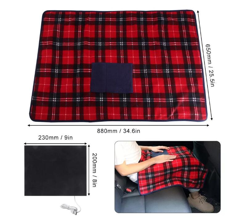 Portable Usb Electric Heated Blanket Car Office Use Warm Blanket Heater With Pocketed Winter Home Baby Polyster Carpet 88x65cm - Purrfect Pet Kingdom