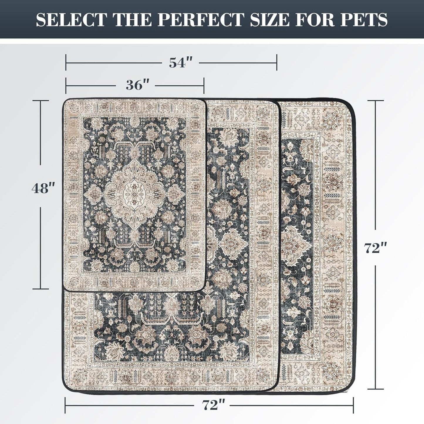 Scandinavian Minimalist Carpet Pet Mat, Stain-Resistant and Easy to Clean Sofa Coffee Table Mat, Urine-Proof Cat and Dog Pad