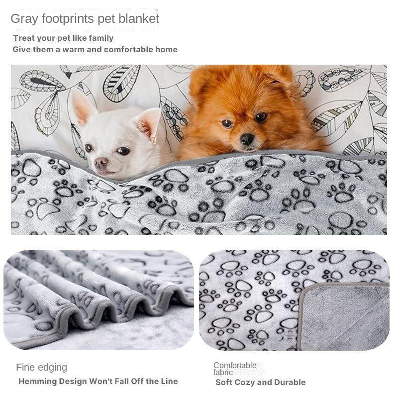 Pet Blanket Warm Cut Flower Footprint Cover Blanket Cat Dog Mat Fleece Embossed Pet Blanket - Purrfect Pet Kingdom