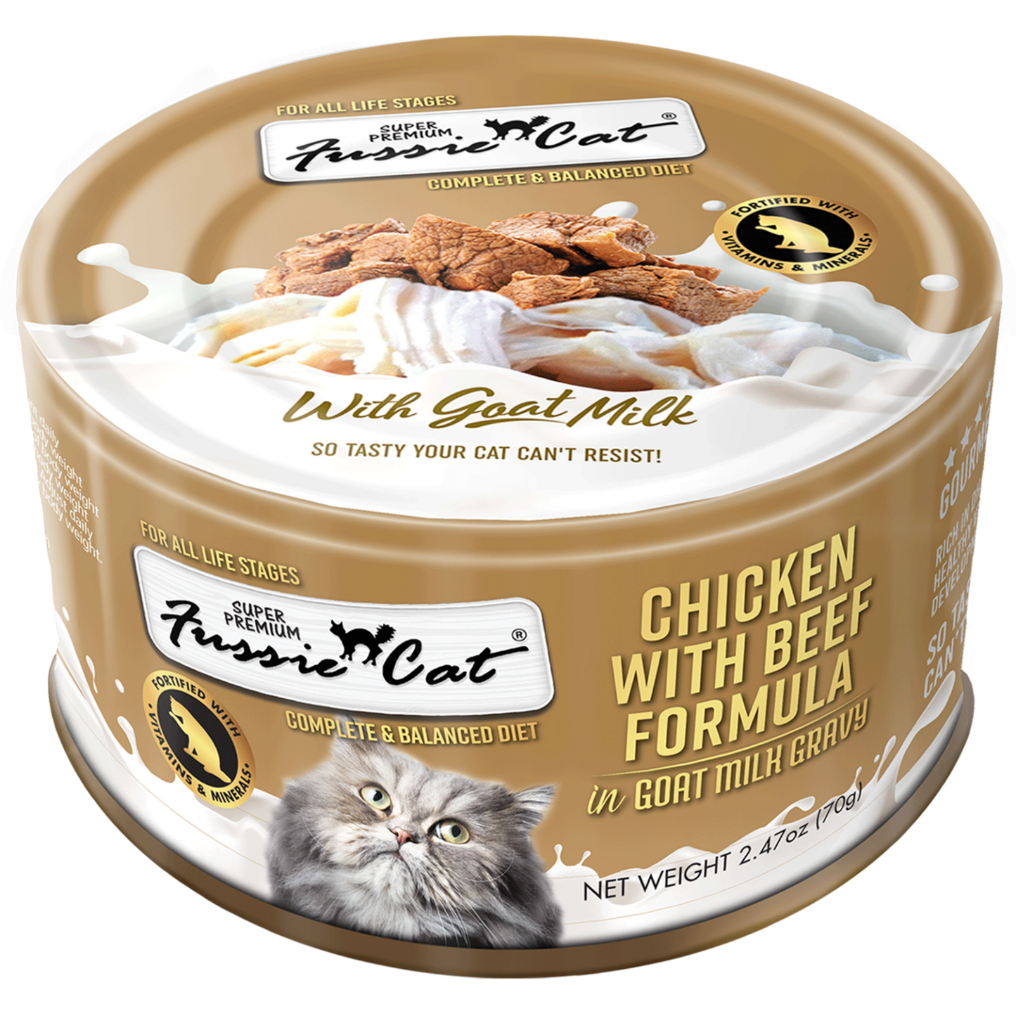 Fussie Cat Chicken & Beef In Goat Milk Cat Can (2.47oz) - Fussie Cat Wet Cat Food - The Family Pet
