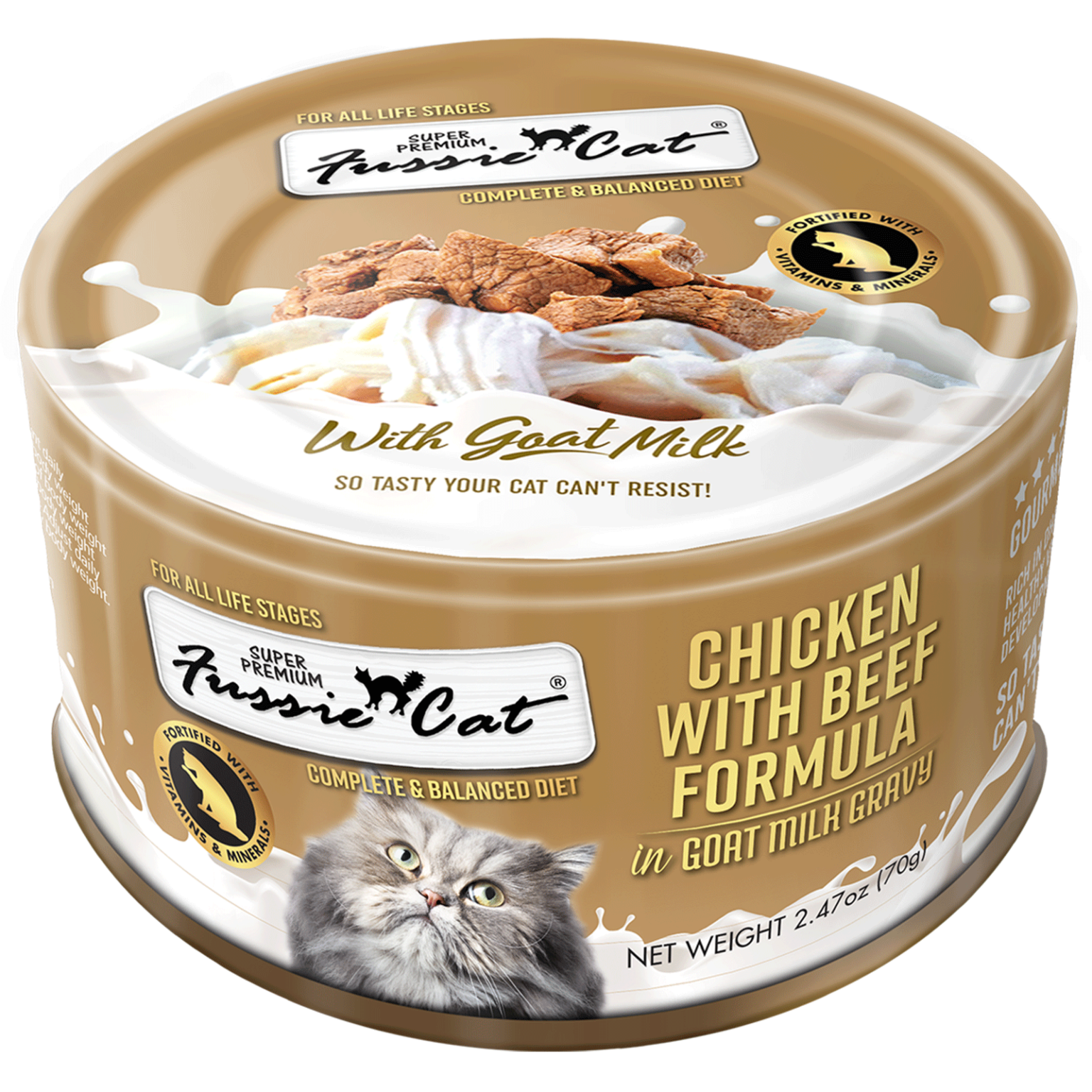 Fussie Cat Chicken & Beef In Goat Milk Cat Can (2.47oz) - Fussie Cat Wet Cat Food - The Family Pet