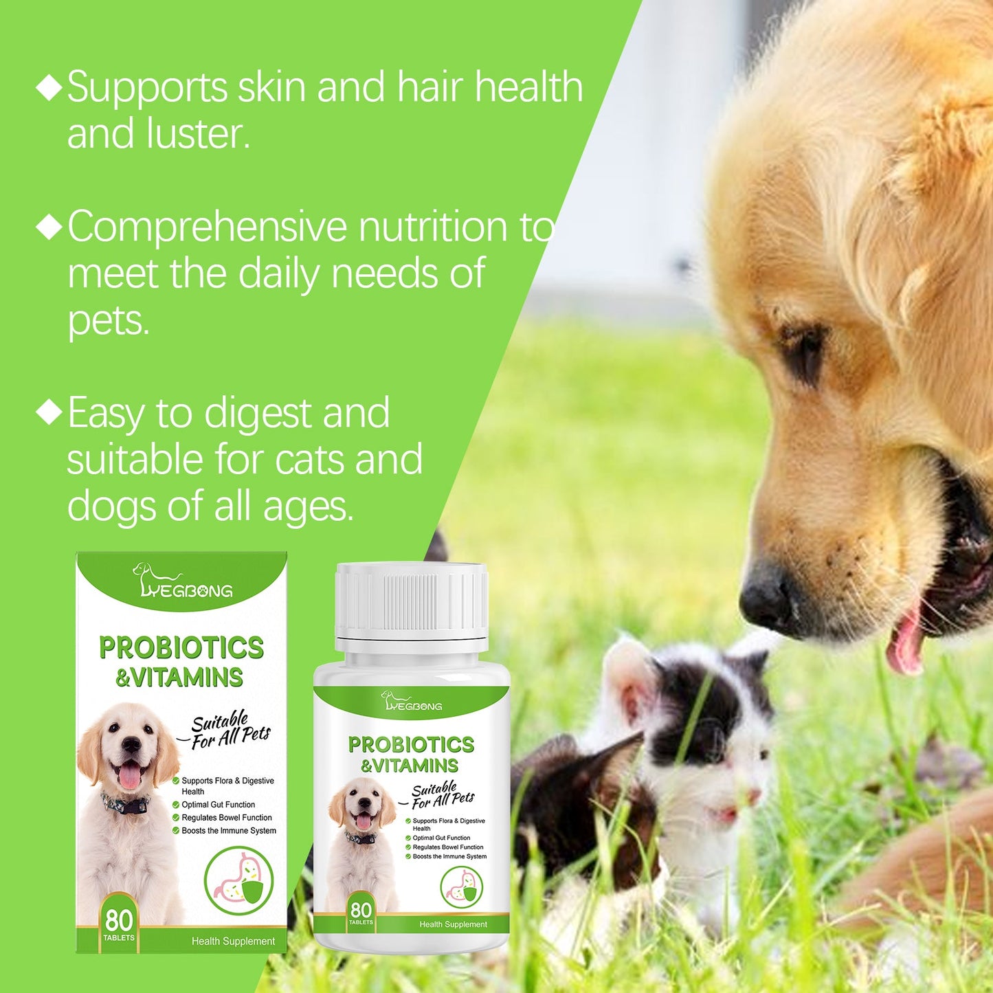 Pet Probiotic Tablets Improve Gut Health And Promote Nutritional Absorption Of Pet Care Supplements - Purrfect Pet Kingdom