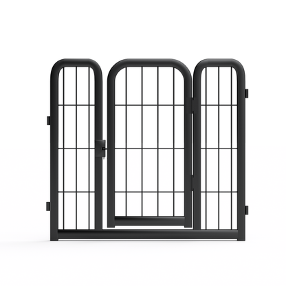 Outdoor 12 piece dog fence, 24 inch portable indoor game fence for small dog pets. Black, 22.2 inches wide x 23.6 inches high.