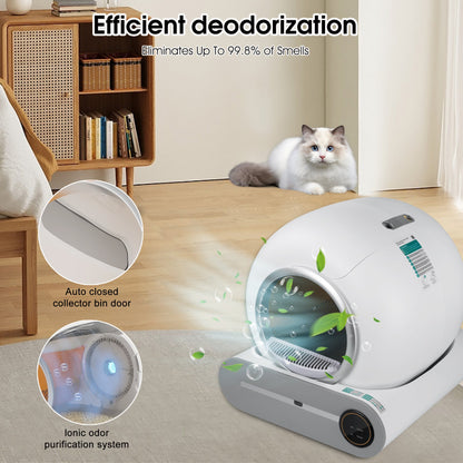 Automatic cleaning, eliminates odors, supports WiFi application control, intelligent automatic cat litter box with padding at Purrfect Pet Kingdom