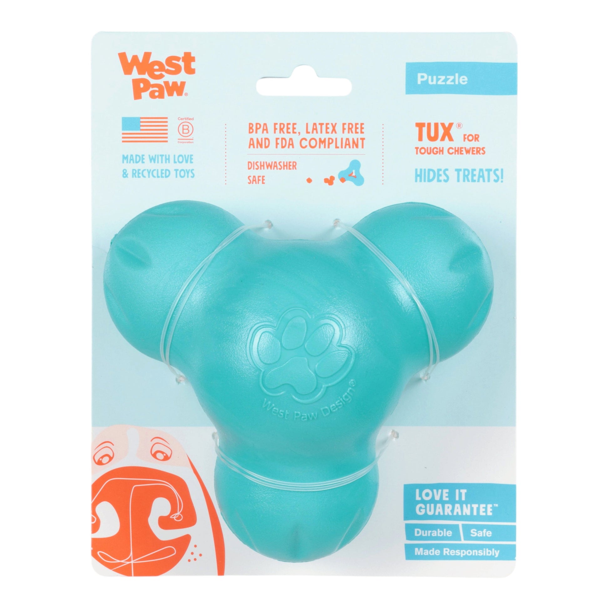 Tux Teal Interactive Dog Toy Durable Play Premium - lifestyle view
