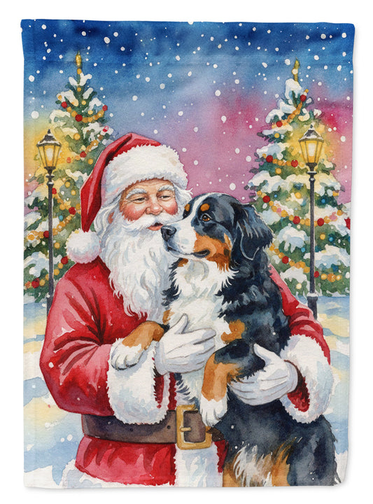Bernese Mountain Dog with Santa Claus House Flag
