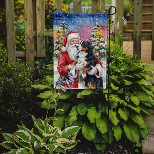 Bernese Mountain Dog with Santa Claus Garden Flag
