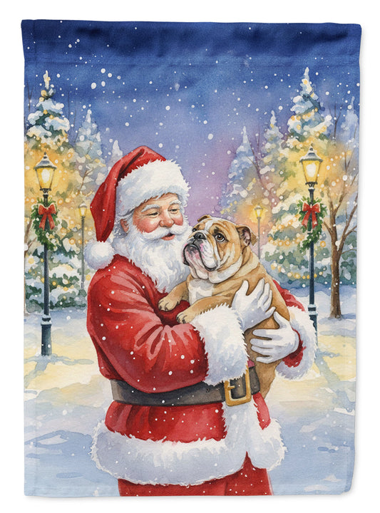English Bulldog with Santa Claus Garden Flag